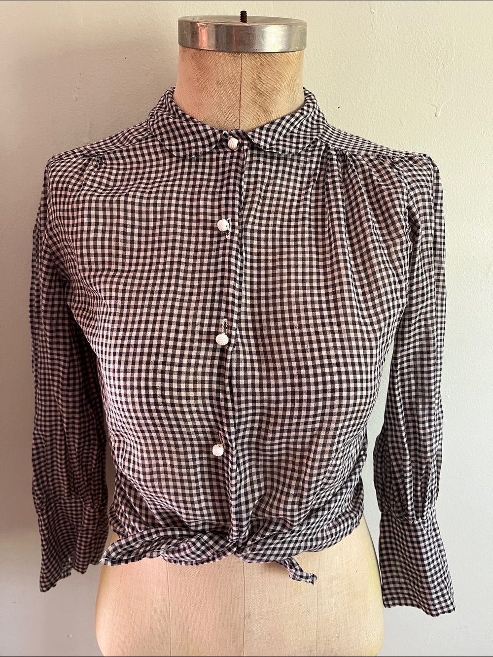 1950’s black and white checkered blouse